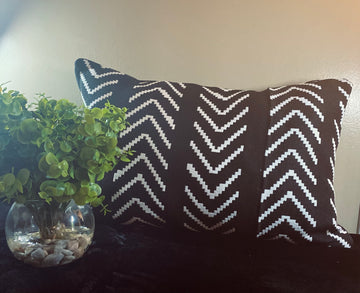 Creation 16x23 Black and White Throw Pillow