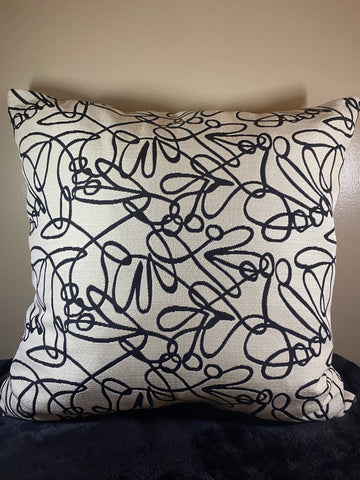 20x20 Stormy Neural an Black Throw Pillow.