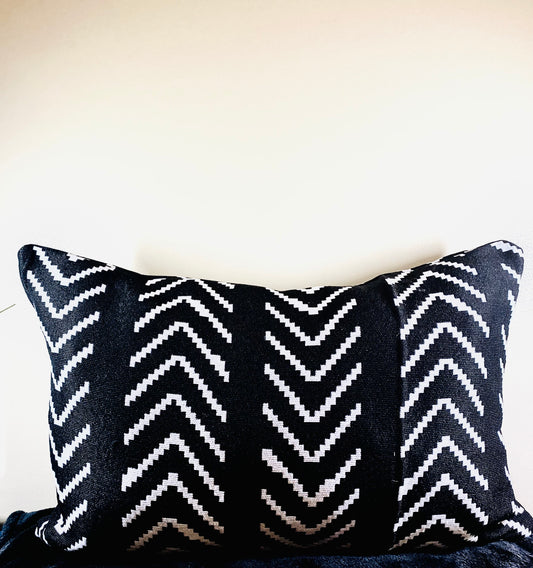 Creation 16x23 Black and White Throw Pillow