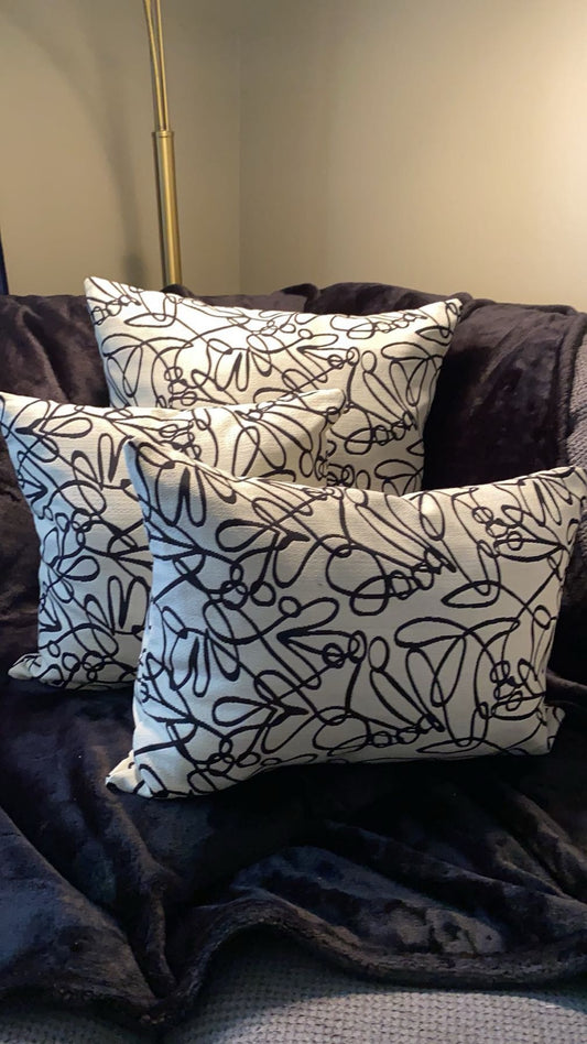 15x16 Stormy Neutral and Black Throw Pillows.